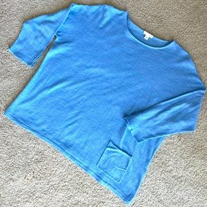 J JILL Cotton/Linen Blend Pullover Relaxed Fit w Pocket deco button sleeve sizeM